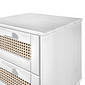 Kit Cabeceira + Mesa de Cabeceira 2 Gavetas de Rattan Nature na Cor Branca