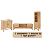 Kit Cristaleira 2p + Rack para TV + Balcão 2p de Rattan Nature Kit Cristaleira 2p + Rack para TV + Balcão 2p de Rattan Nature