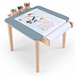 Mesa Infantil Quadrada de Madeira Maciça 61cm Azul com Porta-Lápis e Suporte para Papel Mesa Infantil Quadrada de Madeira Maciça 61cm Azul com Porta-Lápis e Suporte para Papel