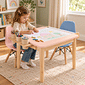 Mesa Infantil Quadrada de Madeira Maciça 61cm Rosa com Porta-Lápis e Suporte para Papel Mesa Infantil Quadrada de Madeira Maciça 61cm Rosa com Porta-Lápis e Suporte para Papel