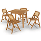 Conjunto de Mesa Quadrada com 4 Cadeiras em Madeira de Eucalipto com Encosto em Rattan Natural na Cor Pitanga Conjunto de Mesa Quadrada com 4 Cadeiras em Madeira de Eucalipto com Encosto em Rattan Natural na Cor Pitanga
