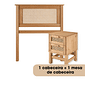 Kit Cabeceira SOLTEIRO + Mesa de Cabeceira 2 Gavetas de Rattan Nature