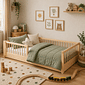 Cama Infantil de Solteiro Montessoriana Bloomie em Madeira Maciça Pinus Natural Cama Infantil de Solteiro Montessoriana Bloomie em Madeira Maciça Pinus Natural
