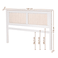 Cabeceira de Cama CASAL 144cm Nature Madeira e Rattan na Cor Branca