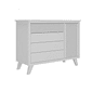 Cômoda Zig 4 Gavetas e 1 Porta de Madeira Maciça Branca Cômoda Zig 4 Gavetas e 1 Porta de Madeira Maciça Branca