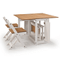 Mesa Dobrável Borboleta com 4 Cadeiras em Madeira Maciça de Pinus Branco Cera