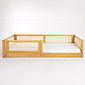 Cama Infantil de Solteiro Montessori em Madeira Maciça Pinus Mel Com Rattan Natural Cama Infantil de Solteiro Montessori em Madeira Maciça Pinus Mel Com Rattan Natural