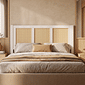Cabeceira de Cama QUEEN 160cm Paglia Madeira e Rattan na Cor Branca Cabeceira de Cama QUEEN 160cm Paglia Madeira e Rattan na Cor Branca