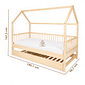 Cama Infantil Casinha Com Cama Auxiliar Bloomie em Madeira Maciça Pinus Natural