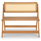 Banco Dobrável em Madeira de Eucalipto com Encosto em Rattan Natural Cor Pitanga 92 cm