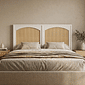 Cabeceira de Cama CASAL 146cm Arcs Madeira e Rattan na Cor Branca Cabeceira de Cama CASAL 146cm Arcs Madeira e Rattan na Cor Branca