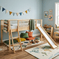 Cama Infantil de Solteiro Com Escorregador Bloomie em Madeira Maciça Pinus Natural Cama Infantil de Solteiro Com Escorregador Bloomie em Madeira Maciça Pinus Natural