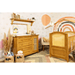 Kit Feliz Berço 2 em 1 e Cômoda 4 Gavetas e 1 Porta com Rattan em Madeira Maciça Mel Kit Feliz Berço 2 em 1 e Cômoda 4 Gavetas e 1 Porta com Rattan em Madeira Maciça Mel