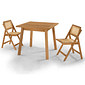 Conjunto de Mesa Quadrada com 2 Cadeiras em Madeira de Eucalipto com Assento e Encosto em Rattan Natural na Cor Pitanga Conjunto de Mesa Quadrada com 2 Cadeiras em Madeira de Eucalipto com Assento e Encosto em Rattan Natural na Cor Pitanga