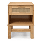 Kit Cabeceira KING + Cômoda + Mesa de Cabeceira 1 Gaveta de Rattan Nature
