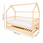 Cama Infantil Casinha Com Cama Auxiliar Bloomie em Madeira Maciça Pinus Natural Cama Infantil Casinha Com Cama Auxiliar Bloomie em Madeira Maciça Pinus Natural
