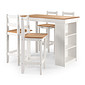 Conjunto Bancada Gourmet com Nichos e 4 Banquetas Essenza em Madeira Maciça de Pinos Branco Cera Conjunto Bancada Gourmet com Nichos e 4 Banquetas Essenza em Madeira Maciça de Pinos Branco Cera