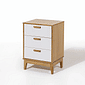 Mesa de Cabeceira Alamo em Madeira Natural + Branco 3 Gavetas Pequeno Mesa de Cabeceira Alamo em Madeira Natural + Branco 3 Gavetas Pequeno