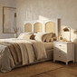 Cabeceira de Cama QUEEN 166cm Arcs Madeira e Rattan na Cor Branca Cabeceira de Cama QUEEN 166cm Arcs Madeira e Rattan na Cor Branca