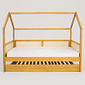 Cama Infantil Casinha Com Cama Auxiliar Bloomie em Madeira Maciça Pinus Mel Com Rattan Natural Cama Infantil Casinha Com Cama Auxiliar Bloomie em Madeira Maciça Pinus Mel Com Rattan Natural
