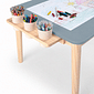 Mesa Infantil Quadrada de Madeira Maciça 61cm Azul com Porta-Lápis e Suporte para Papel Mesa Infantil Quadrada de Madeira Maciça 61cm Azul com Porta-Lápis e Suporte para Papel