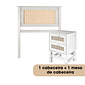 Kit Cabeceira SOLTEIRO + Mesa de Cabeceira 2 Gavetas de Rattan Nature na Cor Branca Kit Cabeceira SOLTEIRO + Mesa de Cabeceira 2 Gavetas de Rattan Nature na Cor Branca