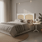 Cabeceira de Cama CASAL 146cm Arcs Madeira e Rattan na Cor Branca Cabeceira de Cama CASAL 146cm Arcs Madeira e Rattan na Cor Branca