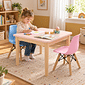 Mesa Infantil Quadrada de Madeira Maciça 61cm Rosa