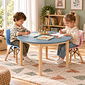 Mesa Infantil Redonda de Madeira Maciça 80cm Azul Mesa Infantil Redonda de Madeira Maciça 80cm Azul