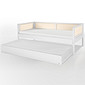 Cama de Solteiro com Cama Auxiliar na Cor Branca Com Rattan