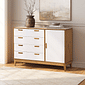 Cômoda Alamo 4 Gavetas e 1 Porta em Madeira Natural + Branco Cômoda Alamo 4 Gavetas e 1 Porta em Madeira Natural + Branco