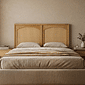 Cabeceira de Cama CASAL 146cm Arcs Madeira e Rattan na Cor Mel Cabeceira de Cama CASAL 146cm Arcs Madeira e Rattan na Cor Mel