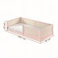Cama Infantil de Solteiro Montessori Rosa Com Rattan
