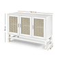 Balcão Buffet Nature em Madeira e Rattan Natural 03 Portas na Cor Branca