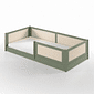 Cama Infantil de Solteiro Montessori Verde Oliva Com Rattan
