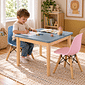 Mesa Infantil Quadrada de Madeira Maciça 61cm Azul