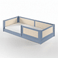Cama Infantil de Solteiro Montessori Azul Com Rattan