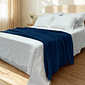 Manta Plush Solteiro Lisa 150x200 Azul Marinho