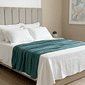 Manta Flannel Jacquard Casal Liso 180x240 Turquesa
