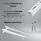 Kit 4 Trilhos Cremalheira 200cm com 20 Suportes com Aba e Parafusos e Buchas para Prateleira