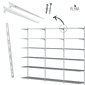 Kit 4 Trilhos Cremalheira 200cm com 20 Suportes com Aba e Parafusos e Buchas para Prateleira