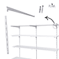 Kit 6 Trilhos Simples 200cm com 30 Suportes Simples e Parafusos e Buchas para Prateleira Kit 6 Trilhos Simples 200cm com 30 Suportes Simples e Parafusos e Buchas para Prateleira