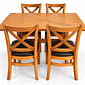 Conjunto Mesa X 120x80 Com 4 Cadeiras X Madeira Maciça com Estofado Conjunto Mesa X 120x80 Com 4 Cadeiras X Madeira Maciça com Estofado