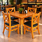 Conjunto Mesa X 80x80 Com 4 Cadeiras X Madeira Maciça com Estofado Conjunto Mesa X 80x80 Com 4 Cadeiras X Madeira Maciça com Estofado