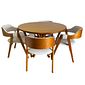 Conjunto Mesa X Redonda 120cm Com 4 Cadeiras de Madeira Maciça Encosto Anatômico Conjunto Mesa X Redonda 120cm Com 4 Cadeiras de Madeira Maciça Encosto Anatômico