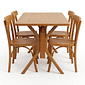 Mesa X 120x80 Com 4 Cadeiras Italia de Madeira Maciça Mel Tauari