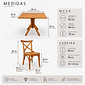 Mesa X 80x80 Com 4 Cadeiras X Madeira Maciça Mel
