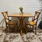 Conjunto Mesa X 80x80 Com 2 Cadeiras X Madeira Maciça Mel Conjunto Mesa X 80x80 Com 2 Cadeiras X Madeira Maciça Mel