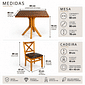 Conjunto Mesa X 80x80 Com 4 Cadeiras X Madeira Maciça com Estofado Conjunto Mesa X 80x80 Com 4 Cadeiras X Madeira Maciça com Estofado