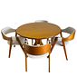 Conjunto Mesa X Redonda 120cm Com 4 Cadeiras de Madeira Maciça Encosto Anatômico Conjunto Mesa X Redonda 120cm Com 4 Cadeiras de Madeira Maciça Encosto Anatômico
